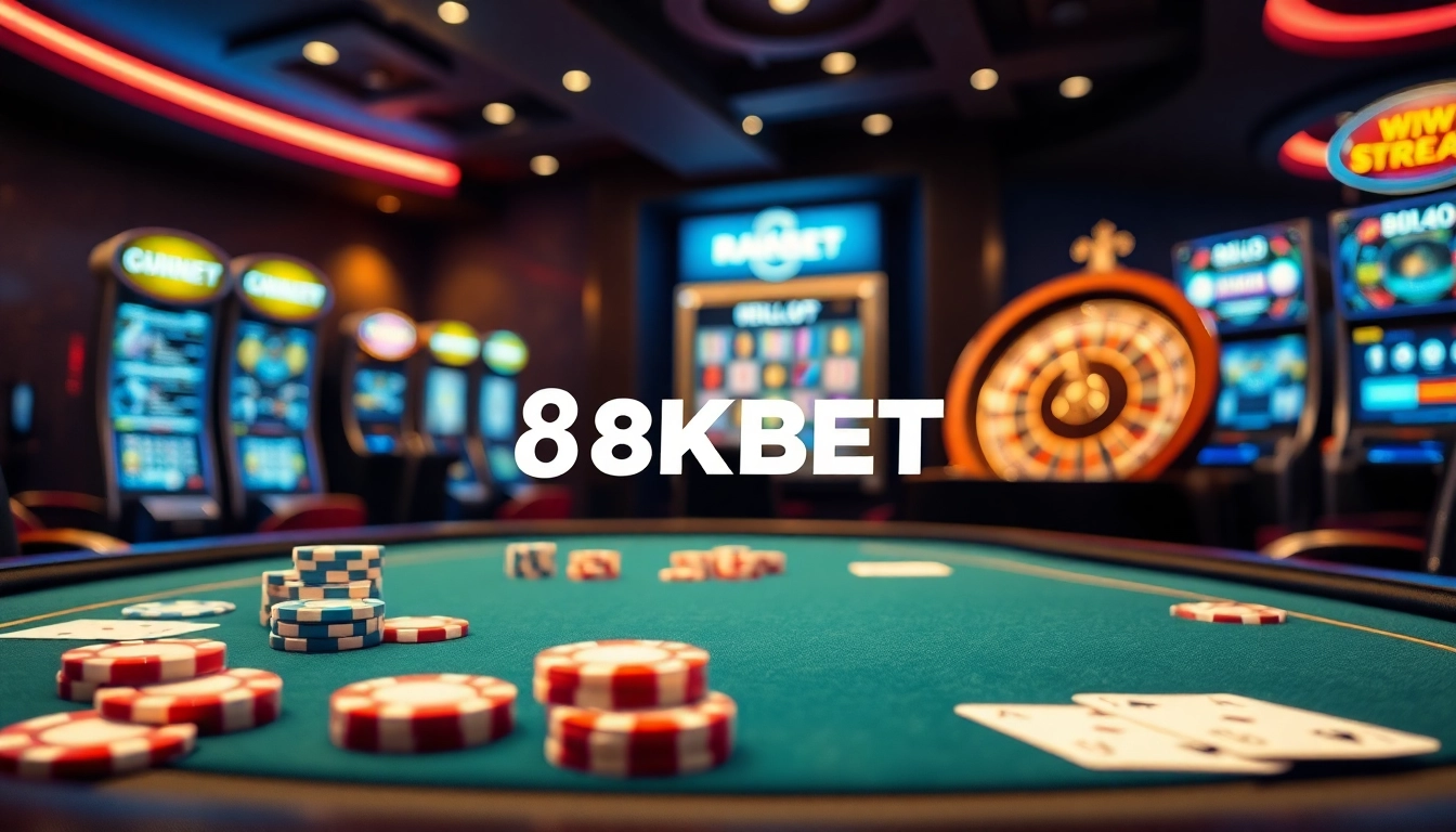 Experience thrilling gameplay at 8KBET with vibrant casino tables and exciting slot machines.