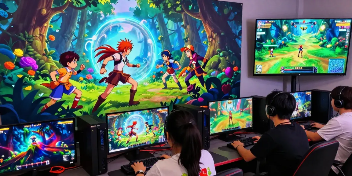 Exciting scene showcasing characters from a hentai game engaging in a fantasy battle in a vibrant, immersive forest setting.