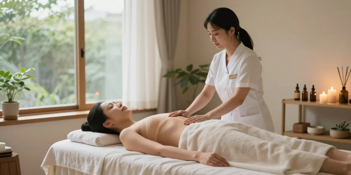 신촌출장안마 therapy session in a serene massage studio highlighting relaxation and wellness.
