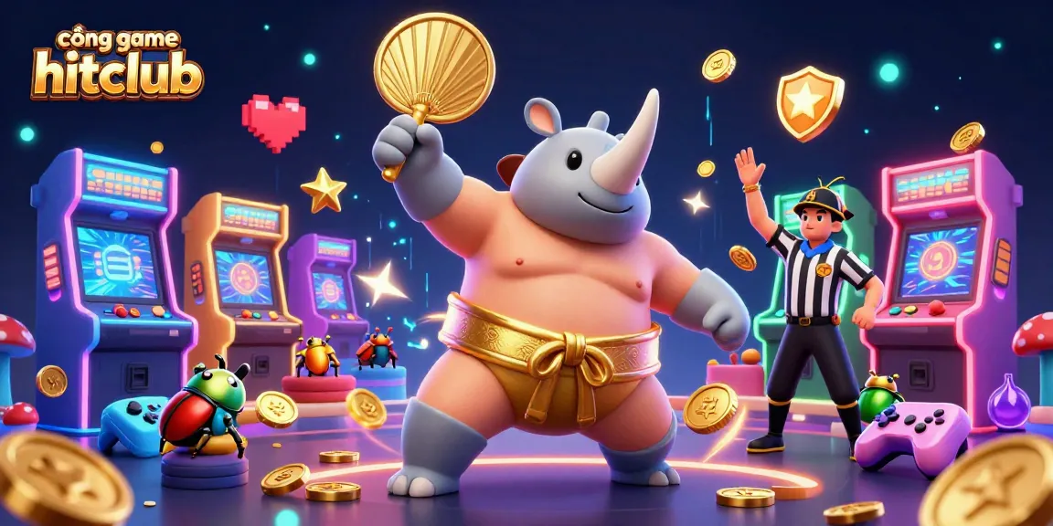 Experience exciting wins at cổng game hitclub with vibrant 3D illustrations of gaming action.