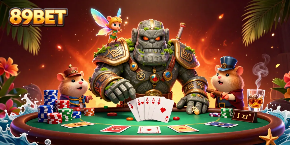 Experience the excitement of 89BET with a vibrant 3D illustration featuring a magical casino scene.