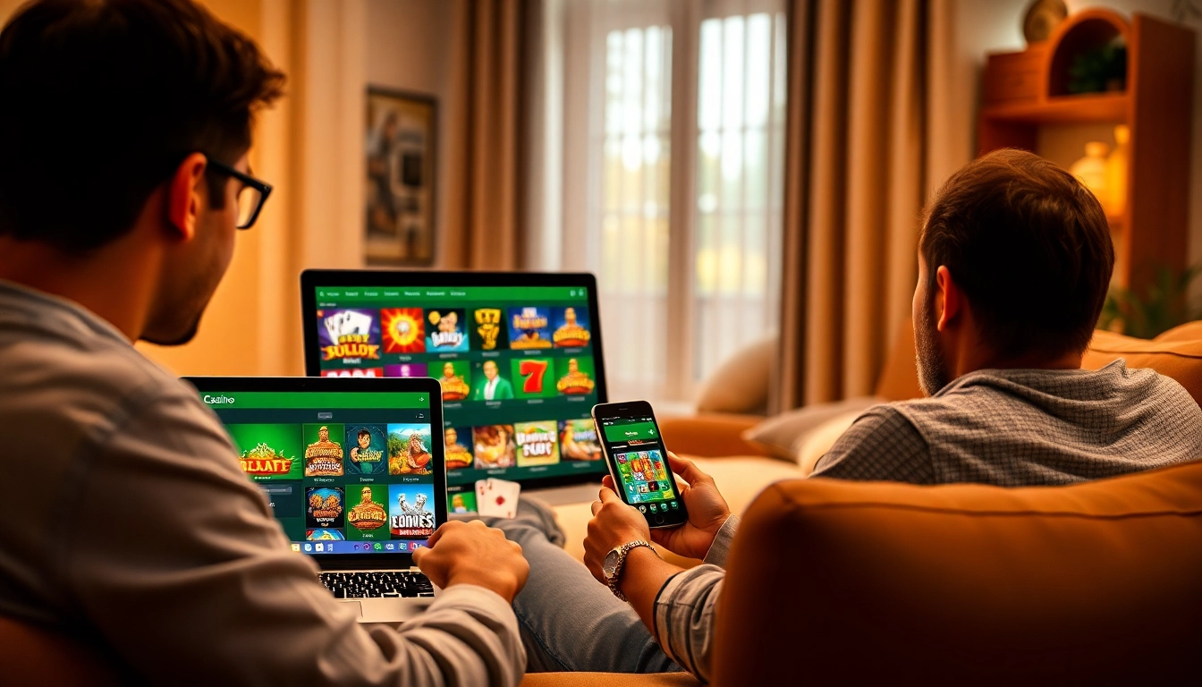 Engaging online casino scene featuring devices showcasing games at s666.nyc.