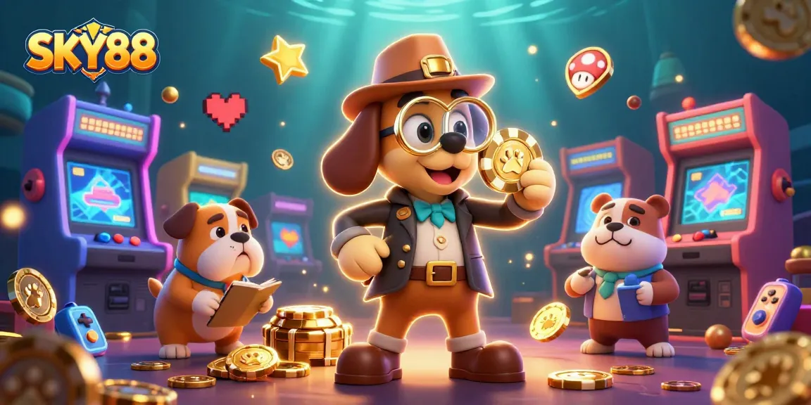 Join the adventure with SKY88 as the detective duo uncovers hidden treasures in an exciting casino world.