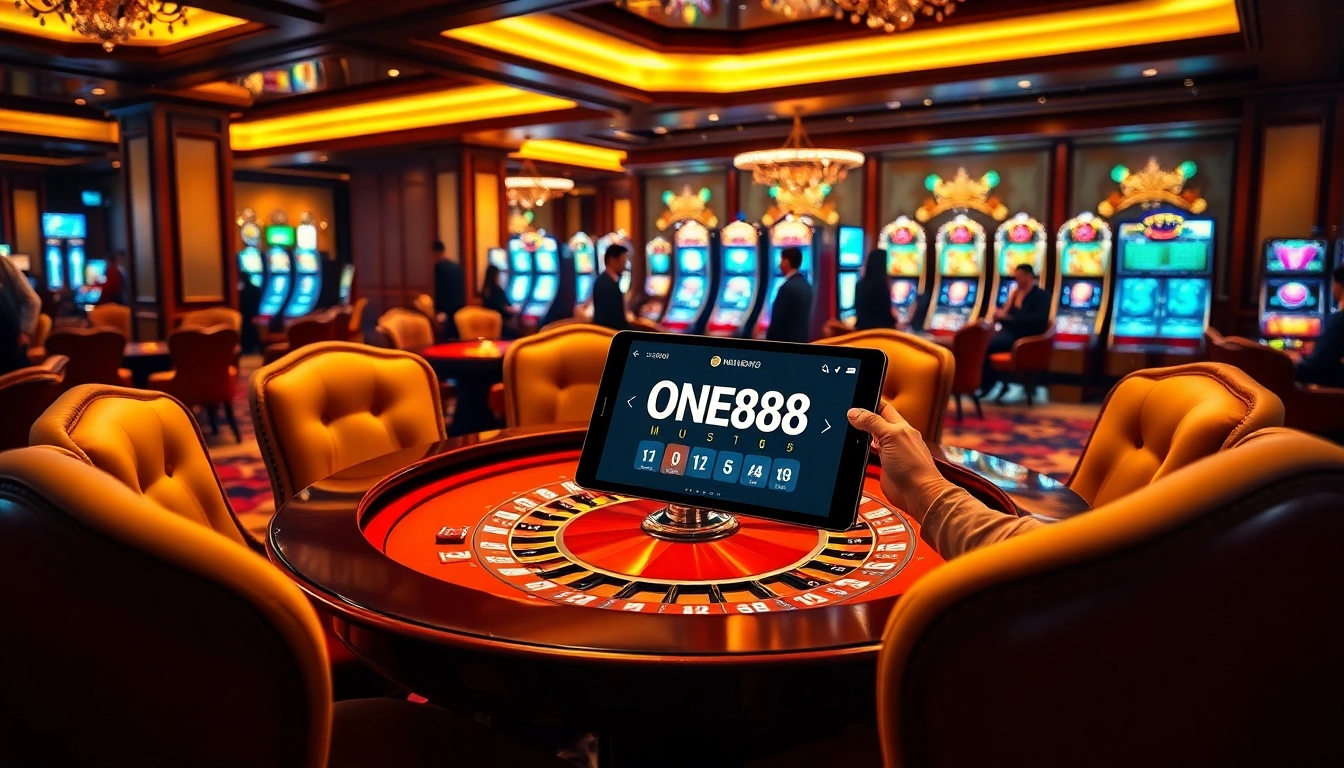 Engaging players strategically using the ONE88 APP at an elegant casino table.