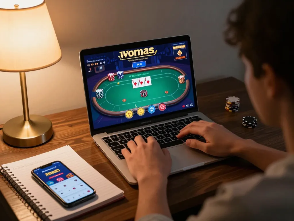 Engaging online gaming session with max88 app displayed on laptop, showcasing strategic gambling.