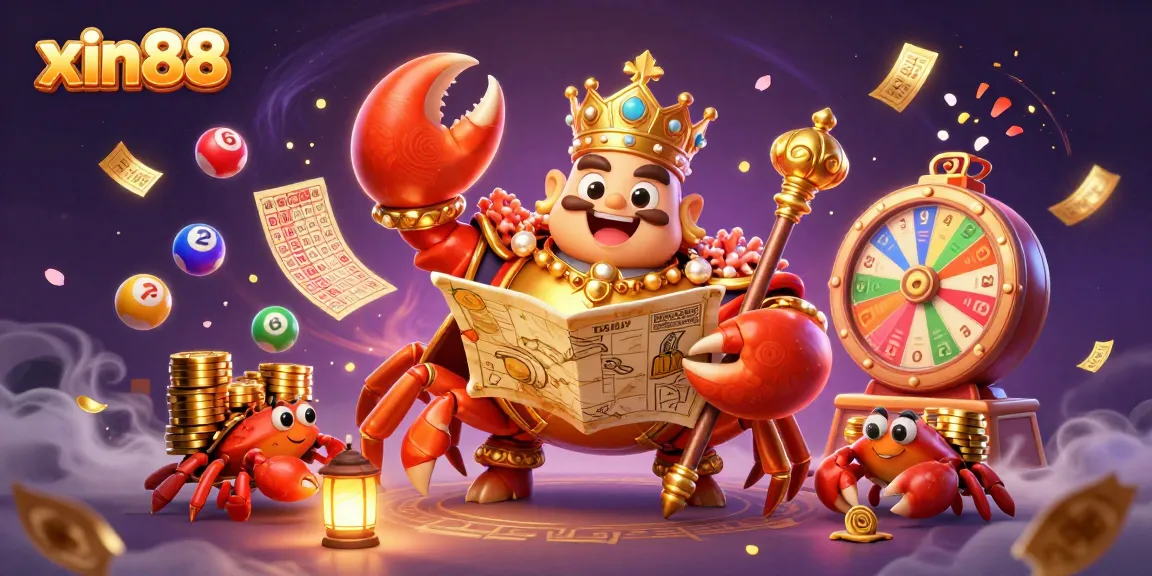 Spin to win at xin88 with dynamic elements like golden tickets and colorful lottery balls.