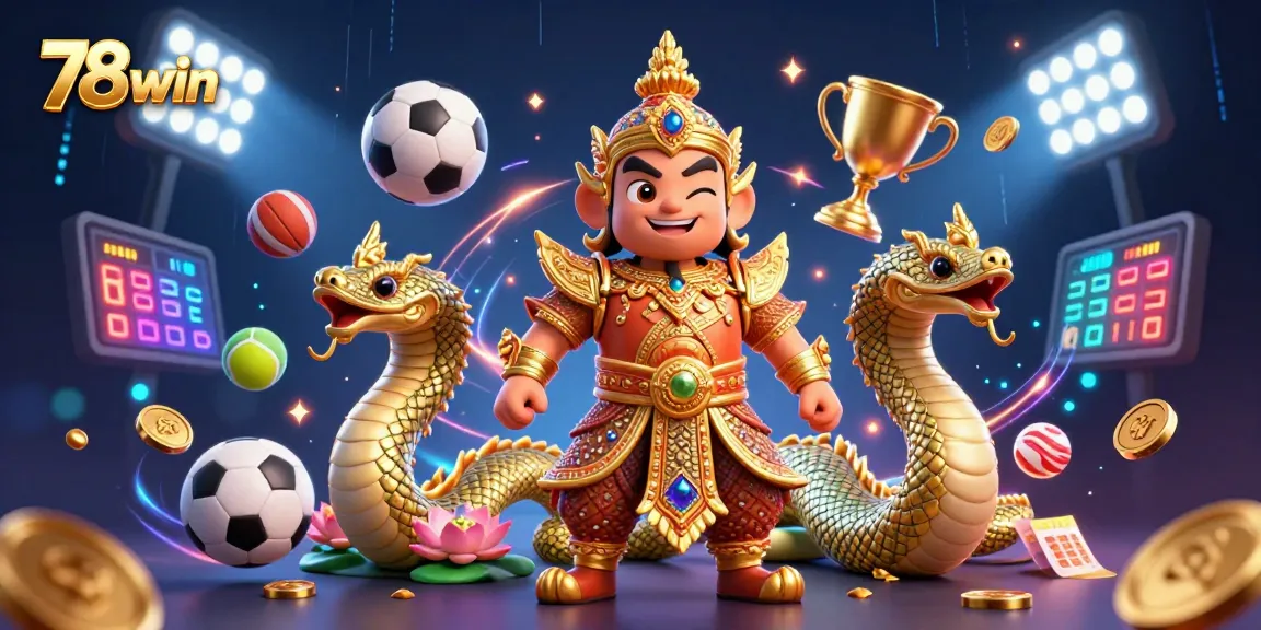 Bet big with 78win as the guardian protects your winning journey in an electrifying casino scene.