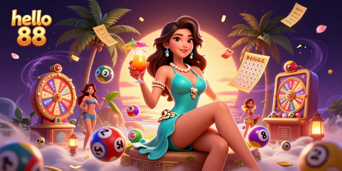 Engage in thrilling gameplay at hello 88 with vibrant lottery balls and festive casino elements.