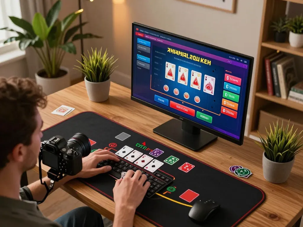 Engaged player enjoying live blackjack on their computer while exploring 68gamebaivn for online gaming.